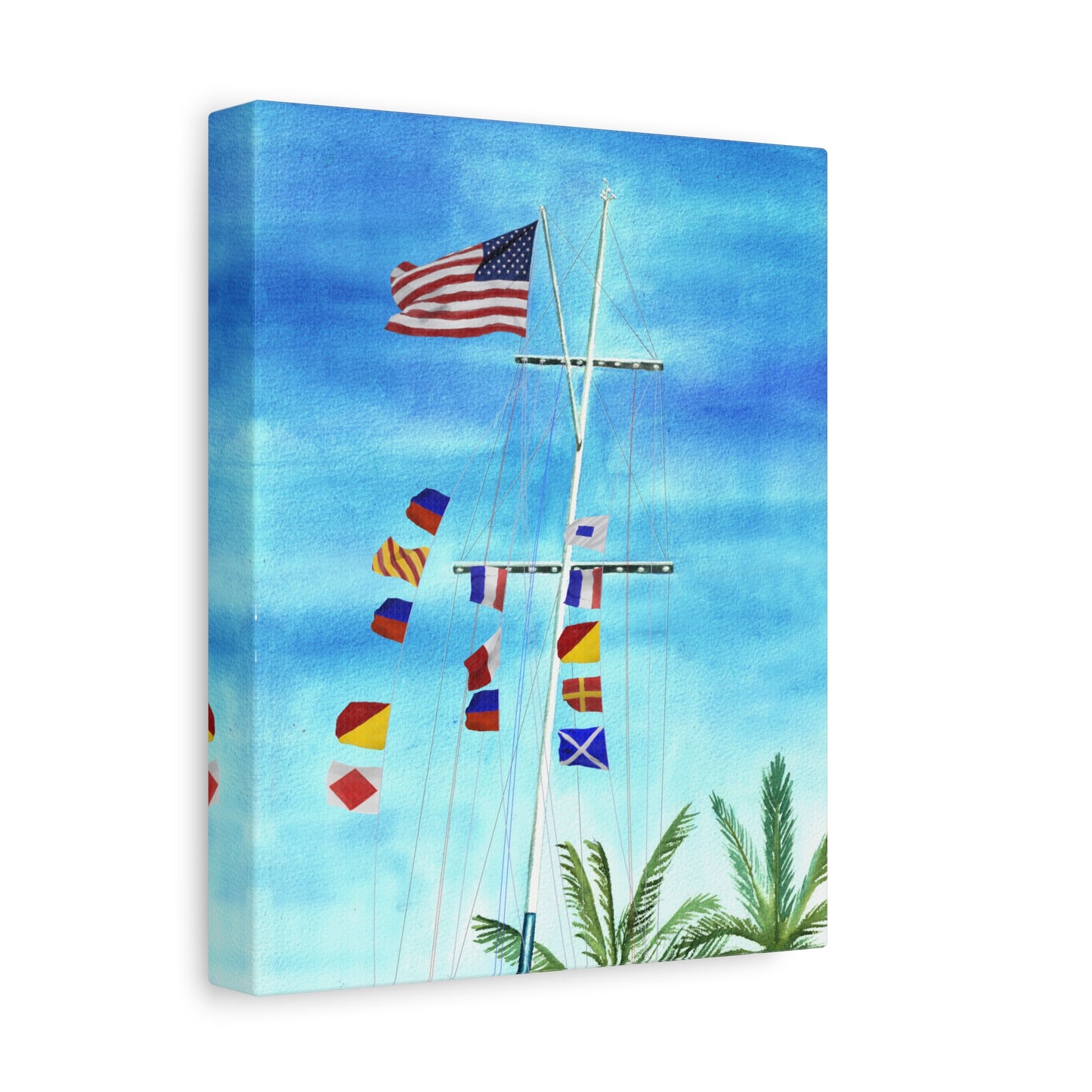 Side view of Eye of the Storm signal flag wall art – maritime decor with coastal storm theme