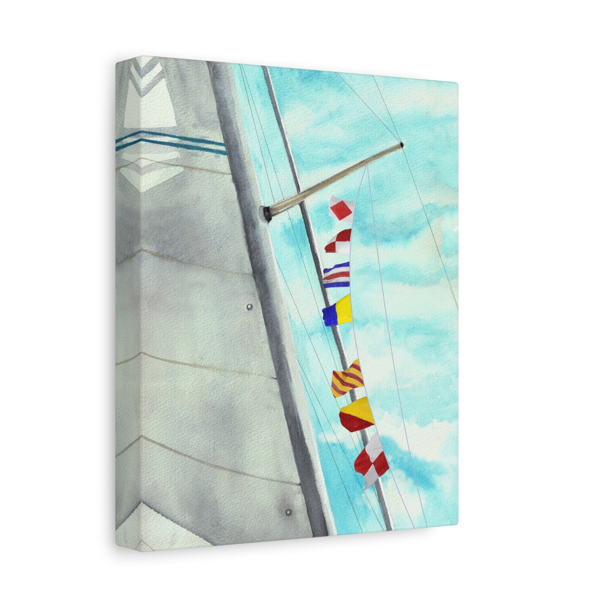 Side view of “Fuck You” maritime flag artwork on white background – nautical wall art detail
