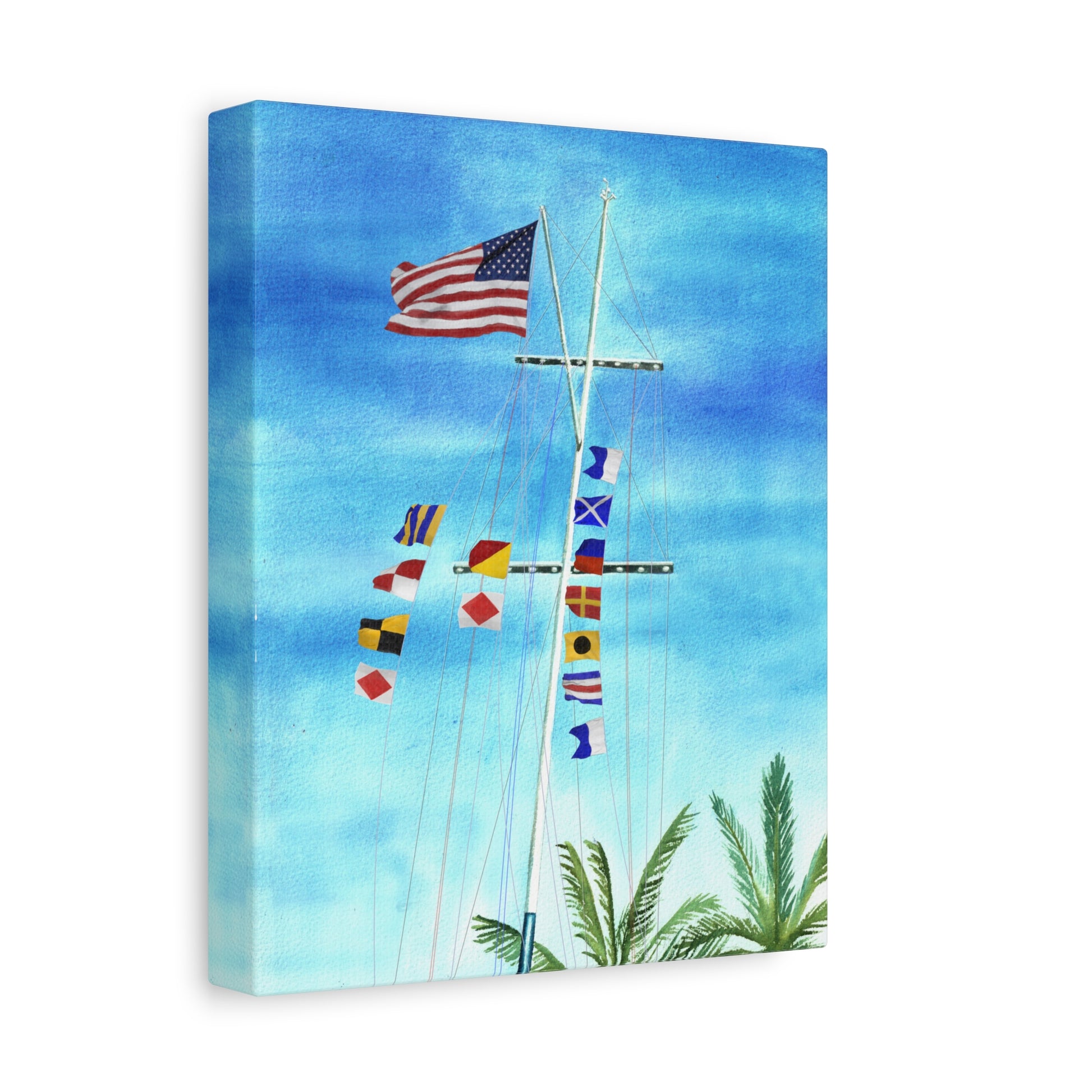 Side view of Gulf of America maritime flag wall art on white background – coastal signal flag decor