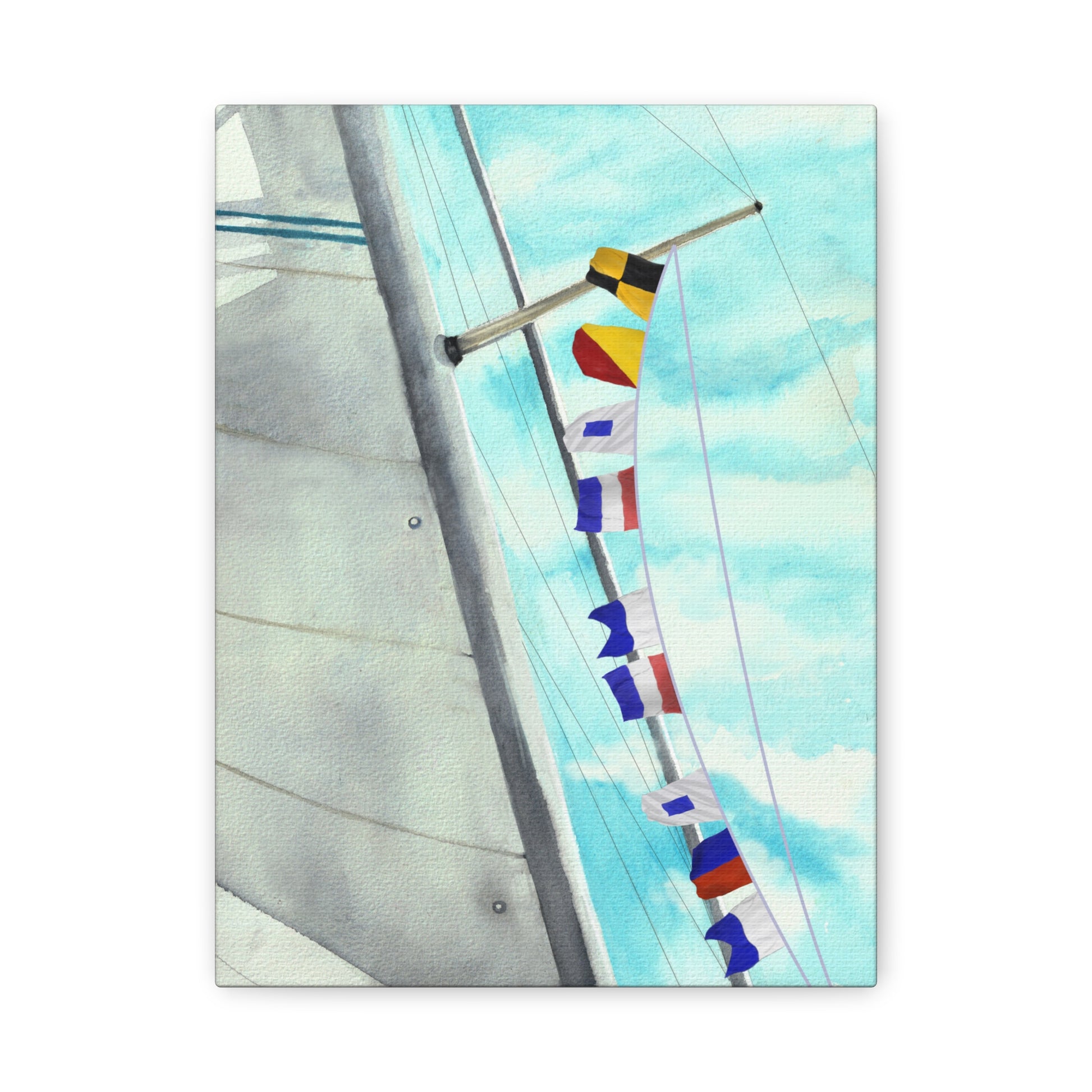 Front view of maritime flag wall art spelling Lost at Sea – nautical home decor for sailing lifestyle
