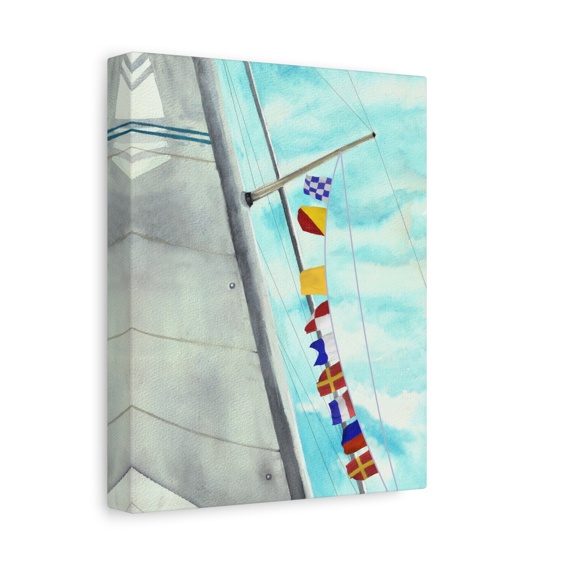 Side view of No Quarter signal flag wall art – coastal decor with pirate attitude