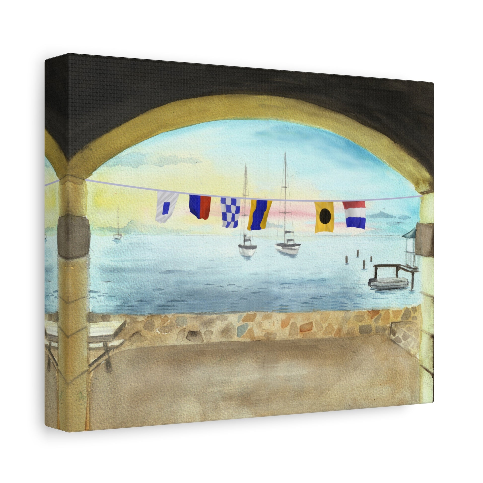 Side view of Send It nautical wall art – maritime decor with bold flags and coastal vibe