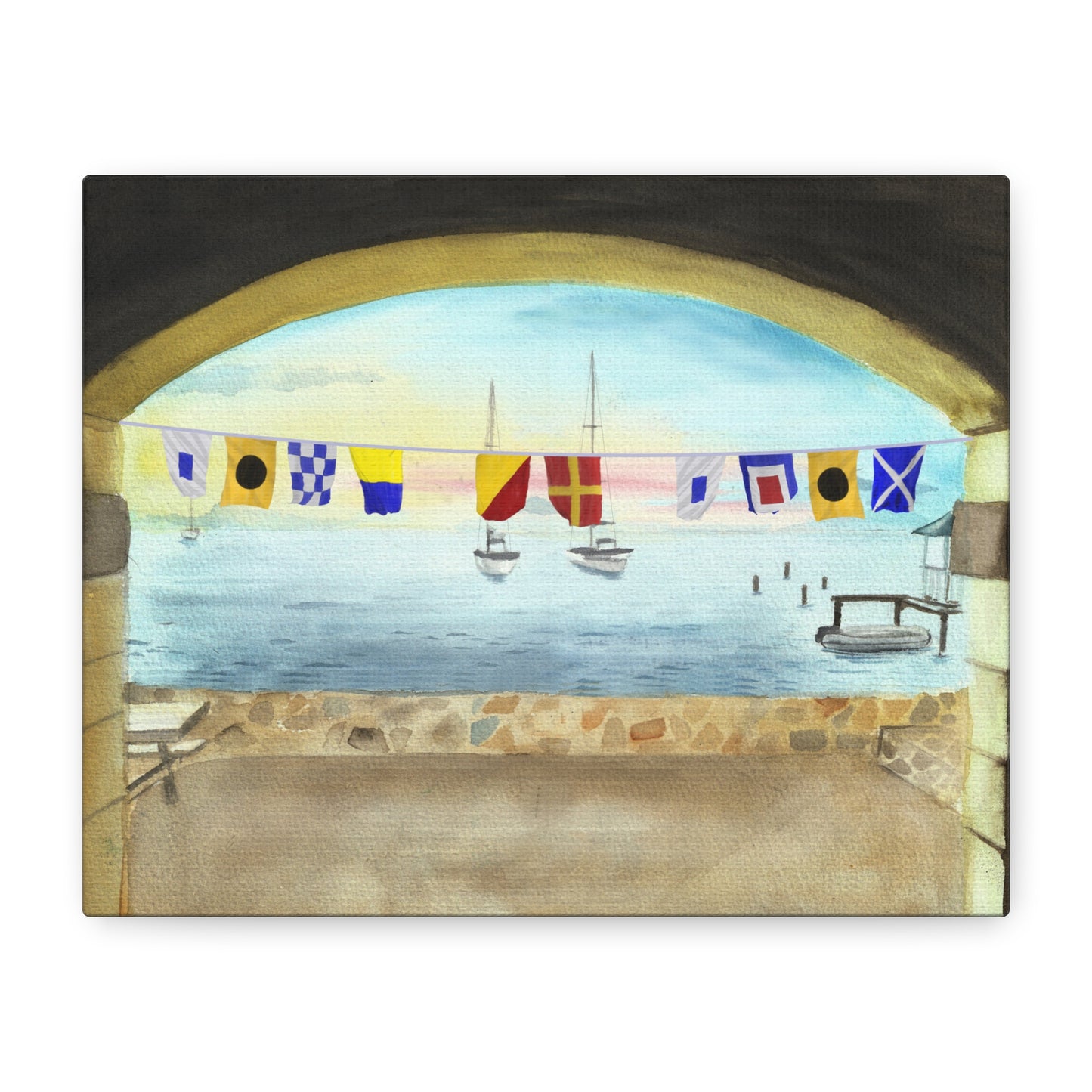 Front view of signal flag wall art spelling Sink or Swim – nautical decor for coastal homes and cabins